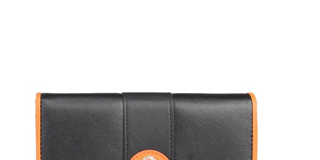 Dámska čierna peňaženka s oranžovými prvkami Benetton
