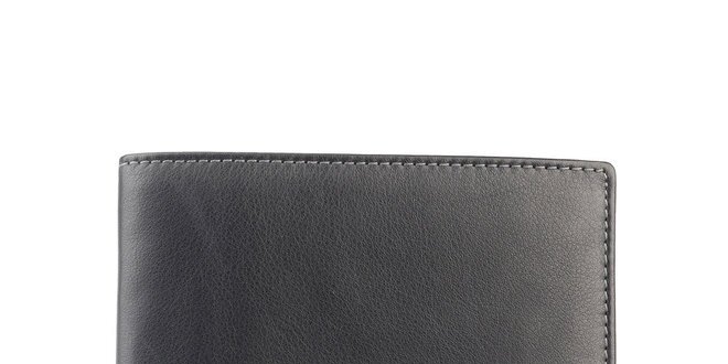 Čierna prešívaná kožená peňaženka Brooksfield