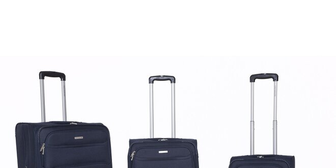 Set 3 rôzne veľkých cestovných kufrov v modrej farbe Ravizzoni