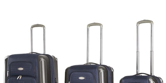 Set troch modrých kufrov s kolieskami Ravizzoni