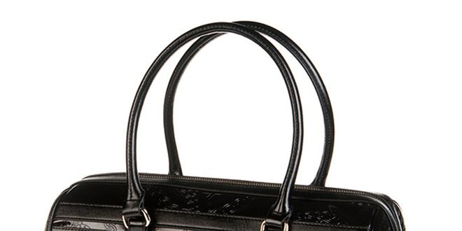 Dámska čierna kabelka s reliéfnym vzorom Versace Jeans