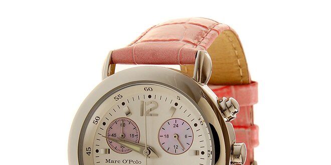 Dámske ružové hodinky Marc O´Polo s koženým remienkom