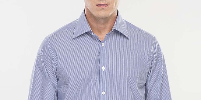 Pánska modro-biela prúžkovaná košeľa Blažek