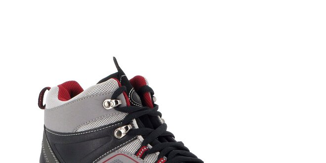 Unisex šedé trekové topánky s červenými detaily Kimberfeel