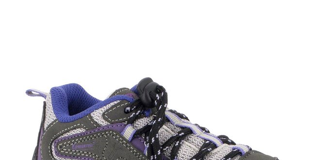 Dámske šedé trekové topánky s fialovými prvkami Kimberfeel