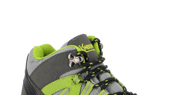 Dámske šedo-zelené trekové členkové topánky Kimberfeel