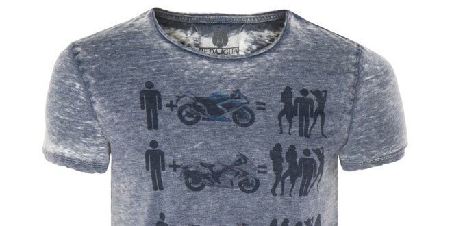 Pánske modré tričko s motorkami Me Da Igual