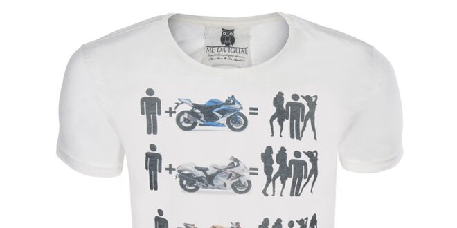Pánske krémové tričko s motorkami Me Da Igual