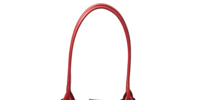 Dámska čierna kabelka s červenými lemami a zámčekom Leonardo Farnesi