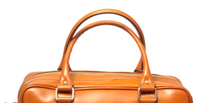 Dámska kožená kabelka v koňakovo hnedej farbe Leonardo Farnesi