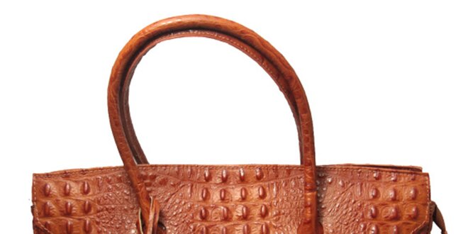 Dámska koňaková kabelka s krokodílim vzorom Leonardo Farnesi
