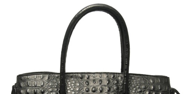 Dámska čierna kabelka s krokodílim vzorom Leonardo Farnesi