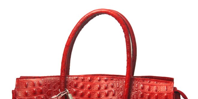 Dámska červená kabelka s krokodílim vzorom Leonardo Farnesi