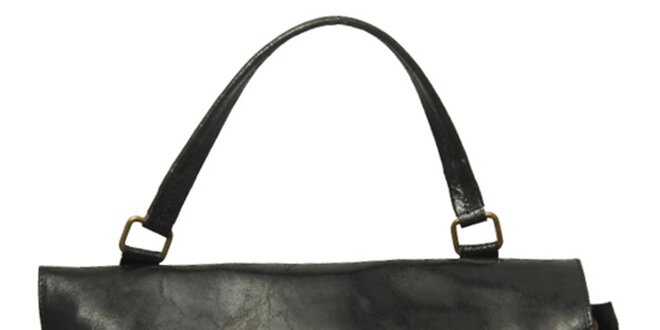 Dámska čierna kabelka so zámčekom Leonardo Farnesi