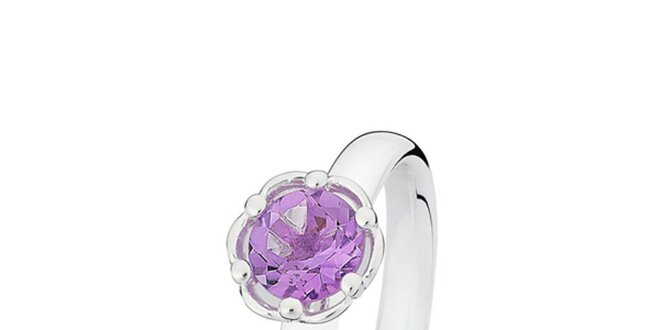 Dámsky prsteň s fialkovým kamienkom v tvare kvietku Spinning