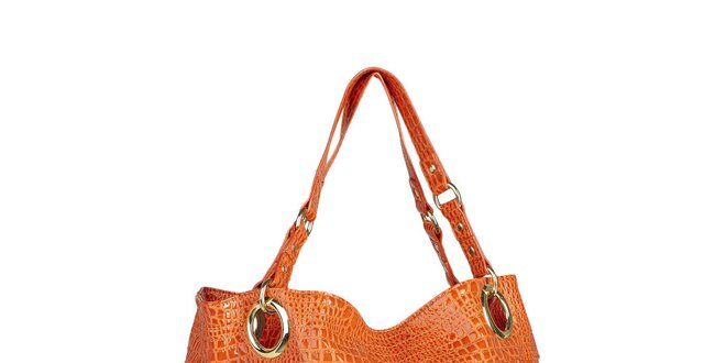 Dámska oranžová lakovaná kabelka Steve Madden s hadím vzorom