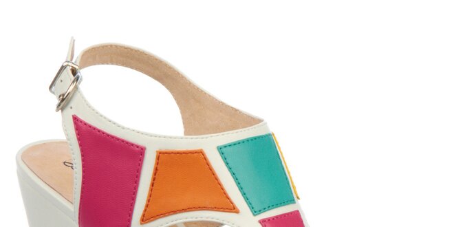Dámske biele sandále s farebnými prvkami Elisabeth
