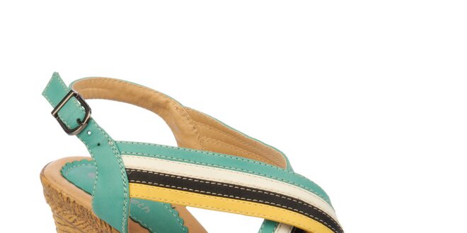 Dámske sandále na kline s viacfarebnými remienkami Elisabeth