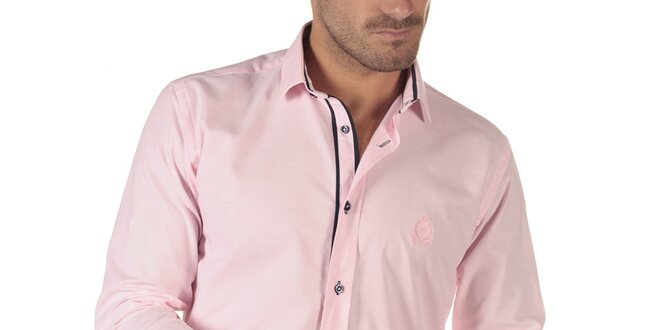 Pánska ružová košeľa s tmavými detailmi CLK