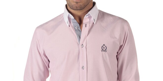 Pánska ružová košeľa s prúžkom CLK