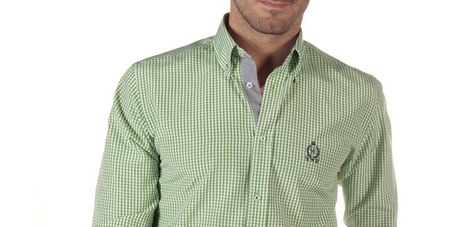 Pánska zeleno kockovaná košeľa s dlhým rukávom CLK
