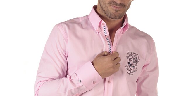 Pánska ružová košeľa s dlhým rukávom CLK
