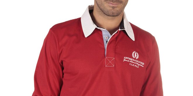 Pánske červené polo tričko s dlhým rukávom CLK