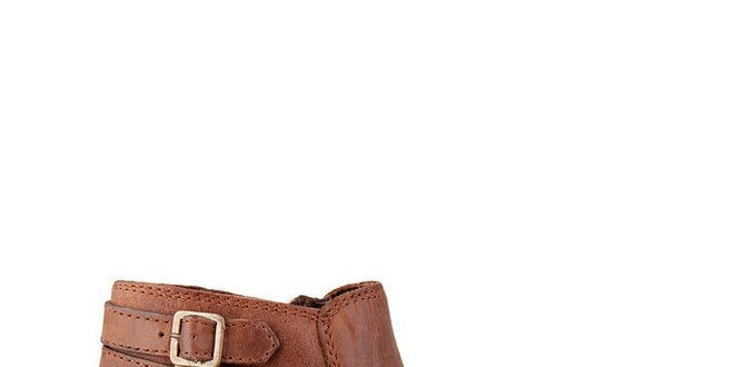 Dámske hnedé kotníkové topánky Steve Madden s úzkými opaskami