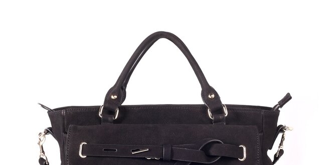 Dámska čierna kabelka s ozdobným remienkom Kate Lee