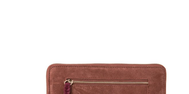 Dámska semišová červenohnedá peňaženka Kate Lee