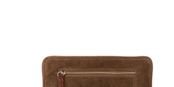 Dámska hnedá peňaženka so zipsovým vreckom Kate Lee