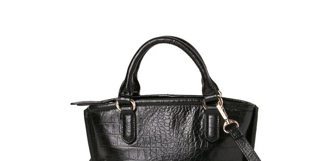 Dámska čierna kabelka so vzorom krokodílej kože Kate Lee