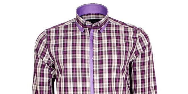 Pánska fialovo kockovaná košeľa Brazzi