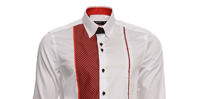 Pánska biela košeľa s červenými detailmi Brazzi