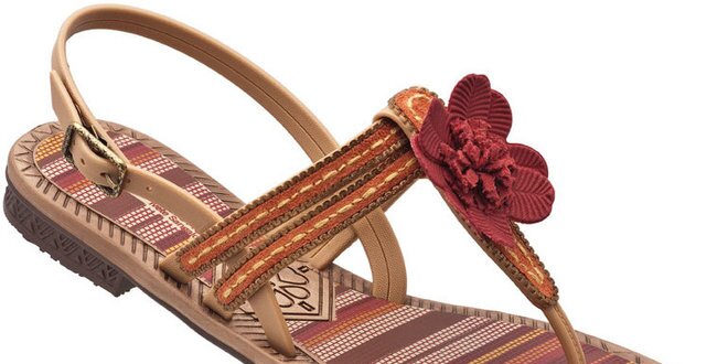 Dámske hnedooranžové sandále Grendha