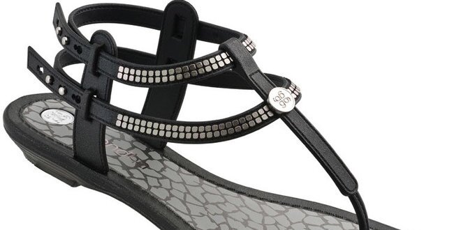 Dámske čierne sandále Grendha so striebornými aplikáciami