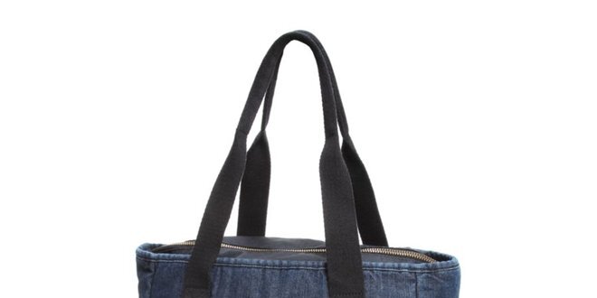 Dámska tmavo modrá džínsová taška Eastpak s bielymi pruhmi