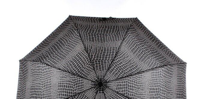 Dámsky šedo-čierny dáždnik s krokodílím vzorom Ferré Milano