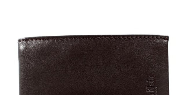 Pánska hnedá hladká peňaženka z kože Calvin Klein