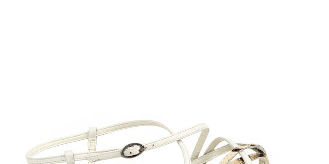 Dámske biele sandálky so zlatými remienkami Made In