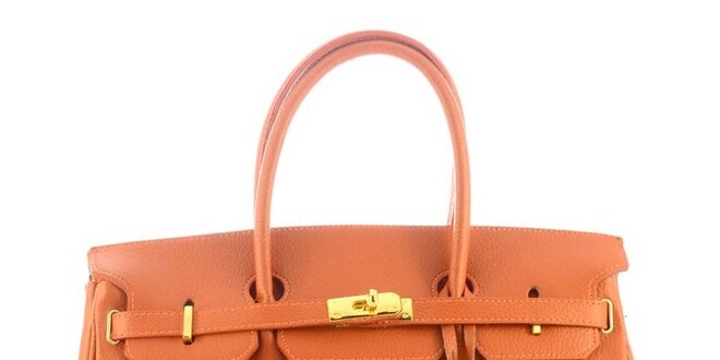 Dámska koňakovo hnedá kožená kufríková kabelka Florence Bags