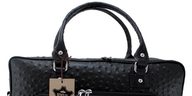 Dámska čierna obdĺžniková kabelka v imitacii pštrosej kože Florence Bags