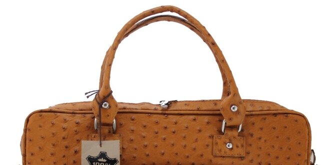 Dámska koňaková obdĺžniková kabelka v imitacii pštrosej kože Florence Bags
