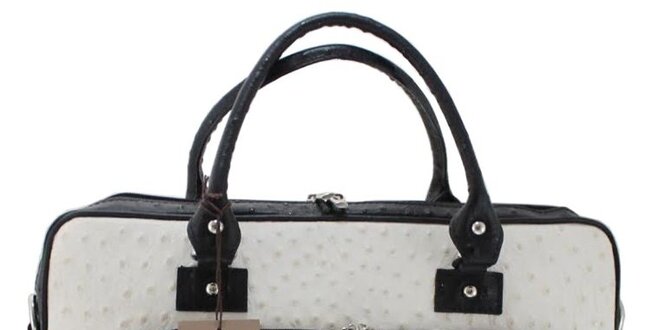 Dámska kožená čierno-biela kabelka v imitacii pštrosej kože Florence Bags
