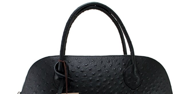 Dámska kožená čierna kabelka v imitacii pštrosej kože Florence Bags