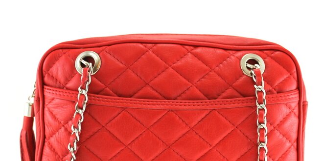 Dámska červená prešívaná kabelka s retiazkou Florence Bags