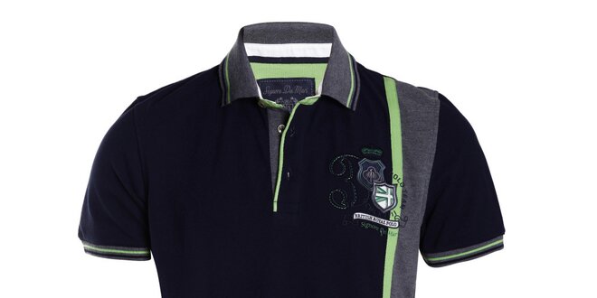 Pánske tmavomodré tričko so zeleným pruhom Signore dei Mari