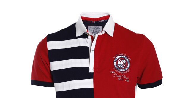 Pánske červeno-modro-biele polo tričko so vzormi Signore dei Mari