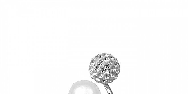 Dámsky strieborný prsteň Miss Jones s perlou a kamienkami