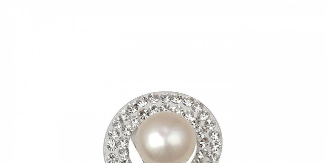 Dámsky strieborný prsteň Miss Jones s perlou a kamienkami